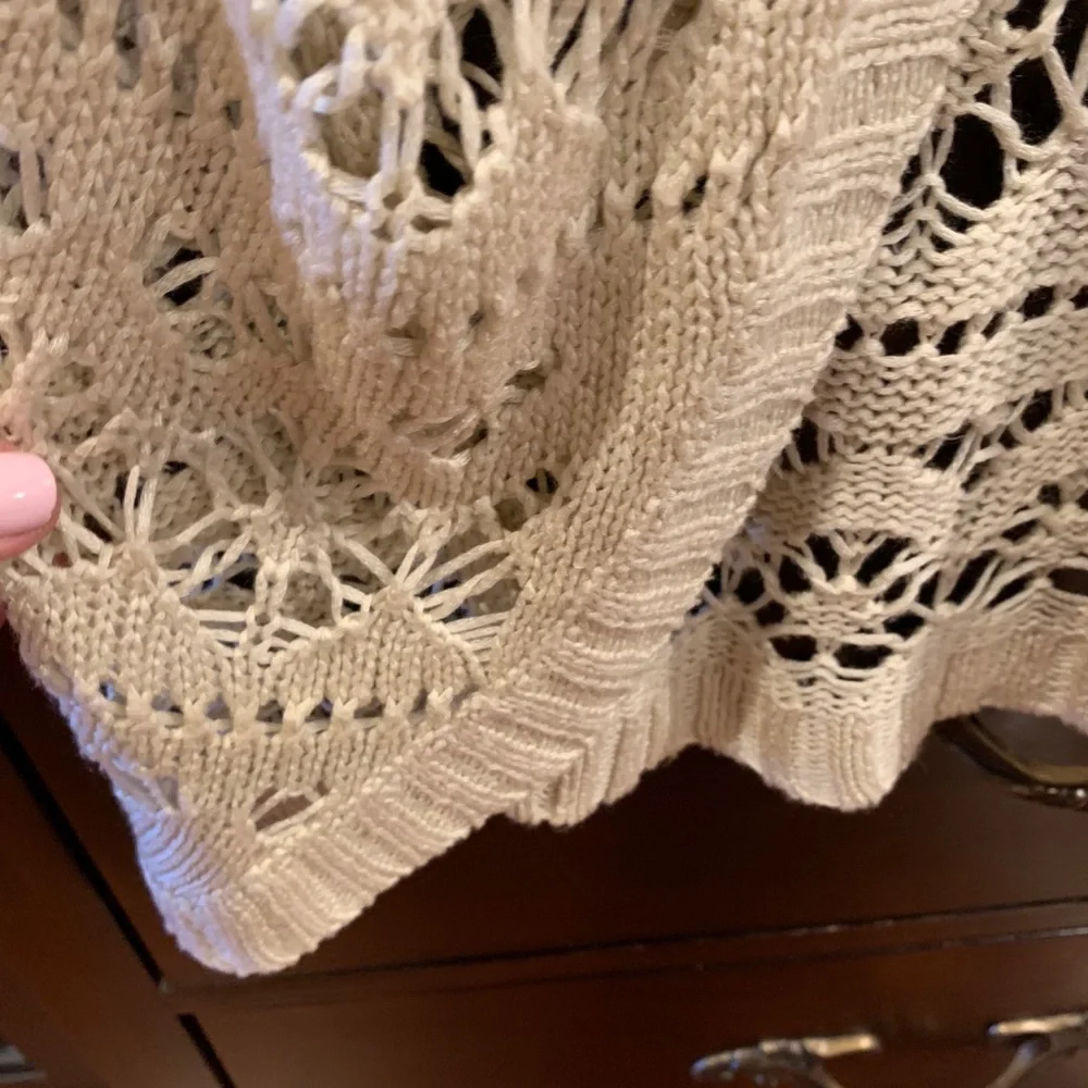 GARAGE Ivory Eyelet Crocheted Sweater In Size Medium - Picture 9 of 10